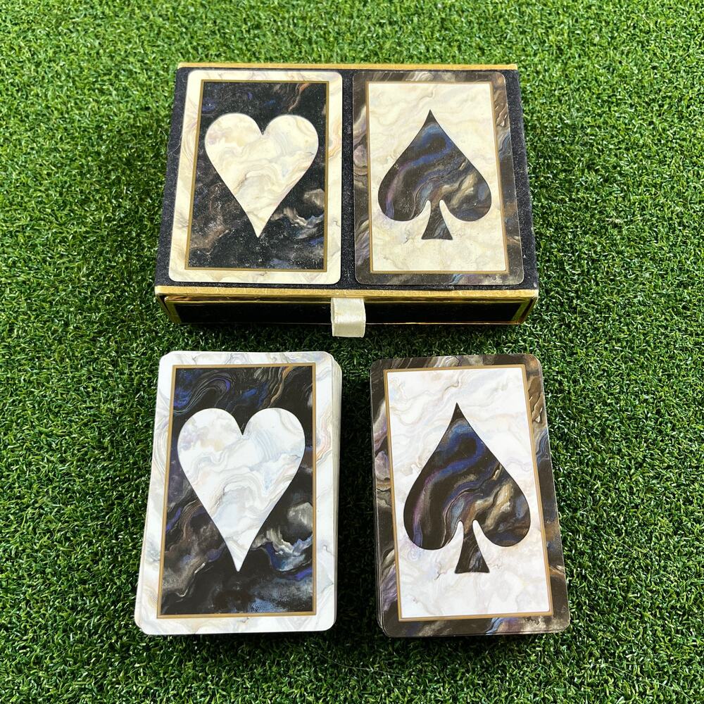 Congress Black Marble Jumbo Index Double Deck Playing Cards